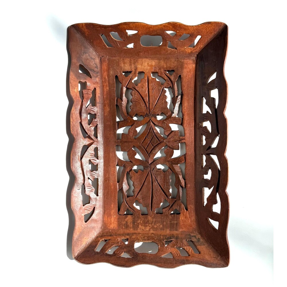 Vintage Hand Carved Wooden Tray